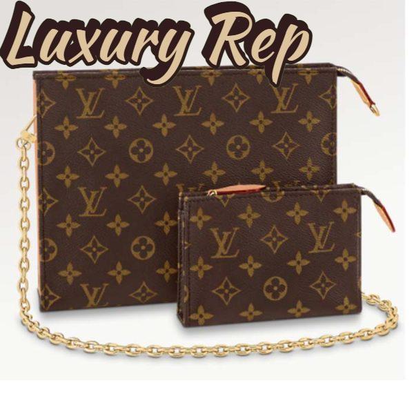 Replica Louis Vuitton LV Women Toiletry Pouch On Chain Monogram Coated Canvas Cowhide