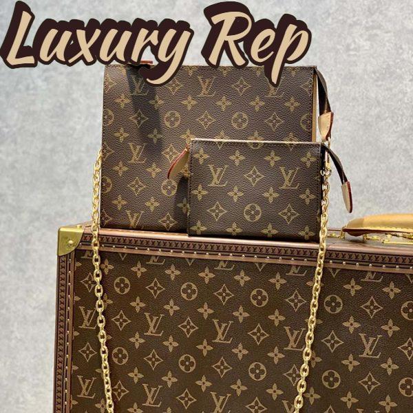 Replica Louis Vuitton LV Women Toiletry Pouch On Chain Monogram Coated Canvas Cowhide 3