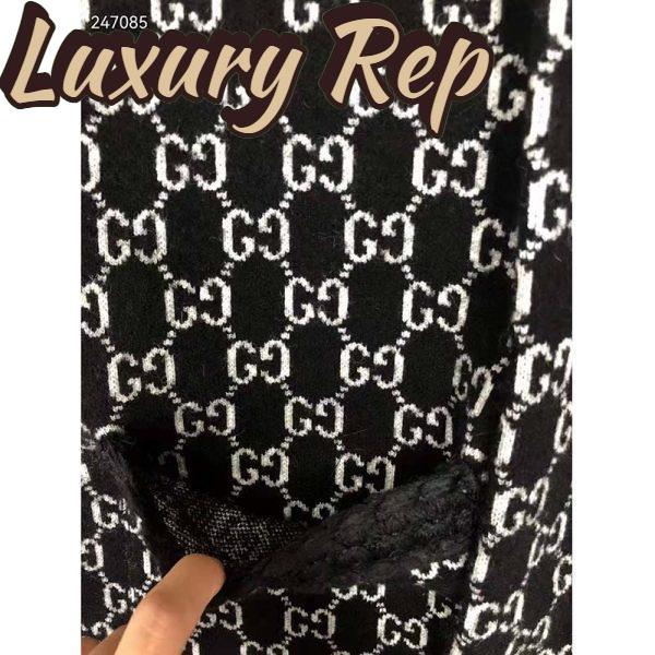 Replica Gucci Women Wool GG Jacquard Cardigan Black V-Neck Sweater 8