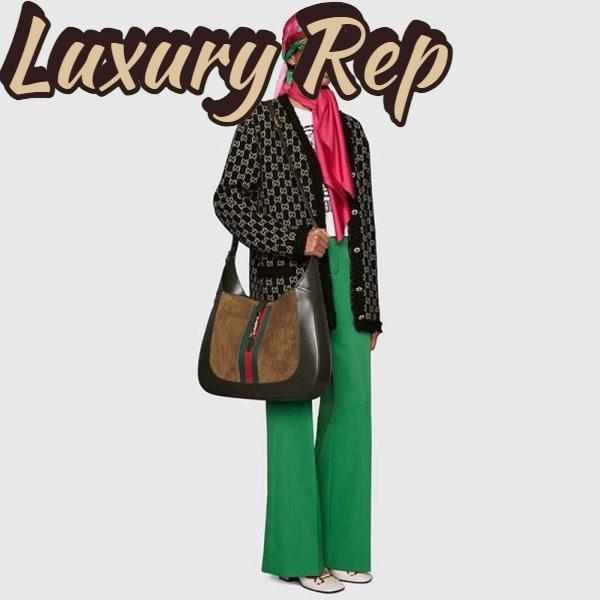 Replica Gucci Women Wool GG Jacquard Cardigan Black V-Neck Sweater 10