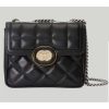 Replica Gucci Women GG Deco Mini Shoulder Bag Black White Quilted Leather Interlocking G 15
