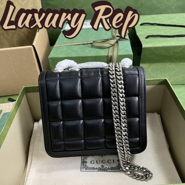 Replica Gucci Women GG Deco Mini Shoulder Bag Black Quilted Leather Interlocking G 4