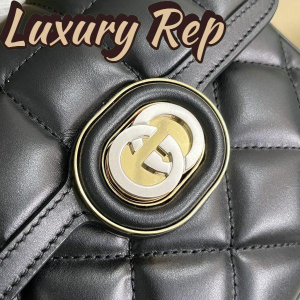 Replica Gucci Women GG Deco Mini Shoulder Bag Black Quilted Leather Interlocking G 8