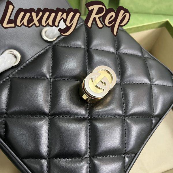 Replica Gucci Women GG Deco Mini Shoulder Bag Black Quilted Leather Interlocking G 9