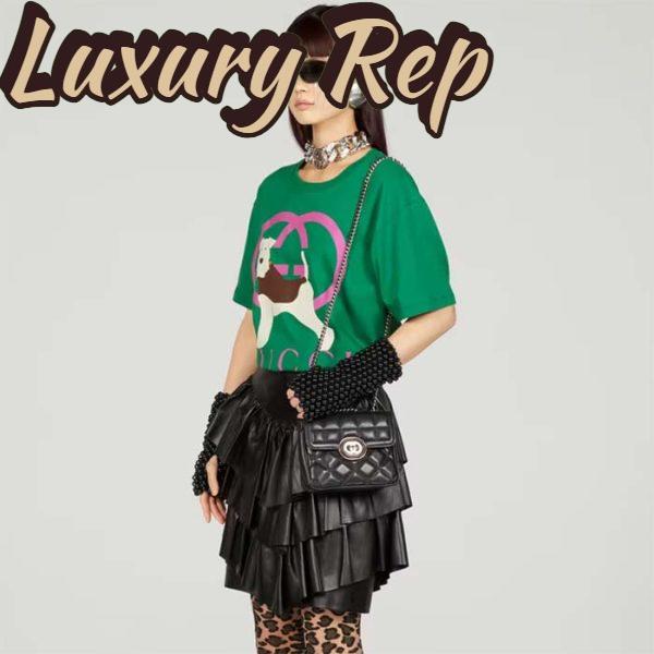 Replica Gucci Women GG Deco Mini Shoulder Bag Black Quilted Leather Interlocking G 13