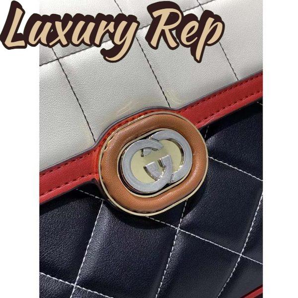 Replica Gucci Women GG Deco Mini Shoulder Bag Black White Quilted Leather Interlocking G 8