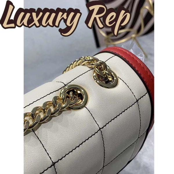 Replica Gucci Women GG Deco Mini Shoulder Bag Black White Quilted Leather Interlocking G 9