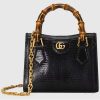 Replica Gucci Women GG Diana Large Tote Bag Black Leather Double G 14