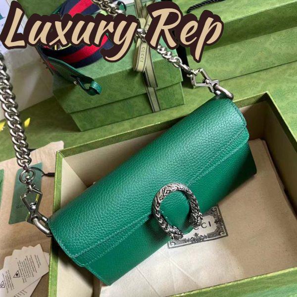 Replica Gucci Women GG Dionysus Small Shoulder Bag Green Leather Antique Silver-Toned Hardware Crystals 4