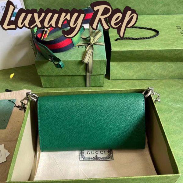 Replica Gucci Women GG Dionysus Small Shoulder Bag Green Leather Antique Silver-Toned Hardware Crystals 5