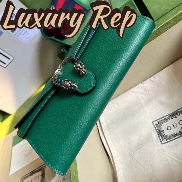 Replica Gucci Women GG Dionysus Small Shoulder Bag Green Leather Antique Silver-Toned Hardware Crystals 8