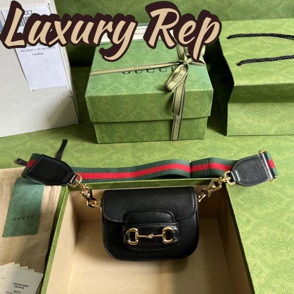 Replica Gucci Women GG Gucci Horsebit 1955 Strap Wallet Black Leather Horsebit 3