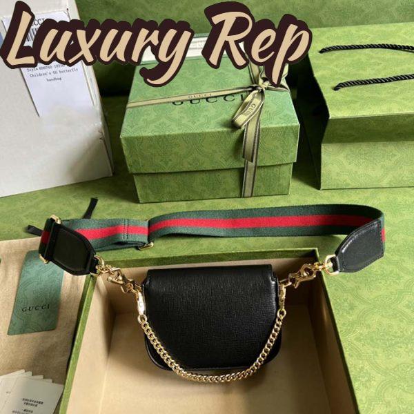 Replica Gucci Women GG Gucci Horsebit 1955 Strap Wallet Black Leather Horsebit 4