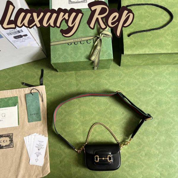 Replica Gucci Women GG Gucci Horsebit 1955 Strap Wallet Black Leather Horsebit 5