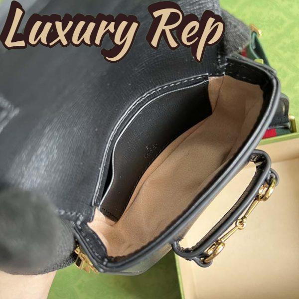 Replica Gucci Women GG Gucci Horsebit 1955 Strap Wallet Black Leather Horsebit 9