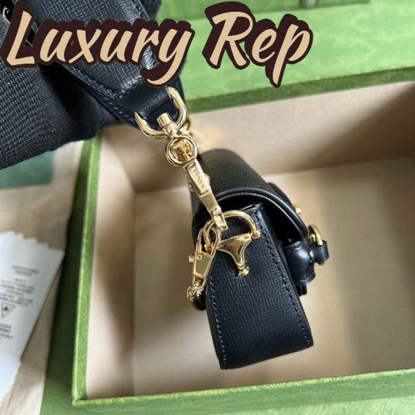 Replica Gucci Women GG Gucci Horsebit 1955 Strap Wallet Black Leather Horsebit 11