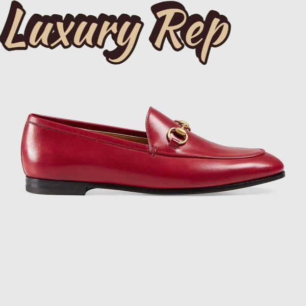 Replica Gucci Women Jordaan Leather Loafer Red
