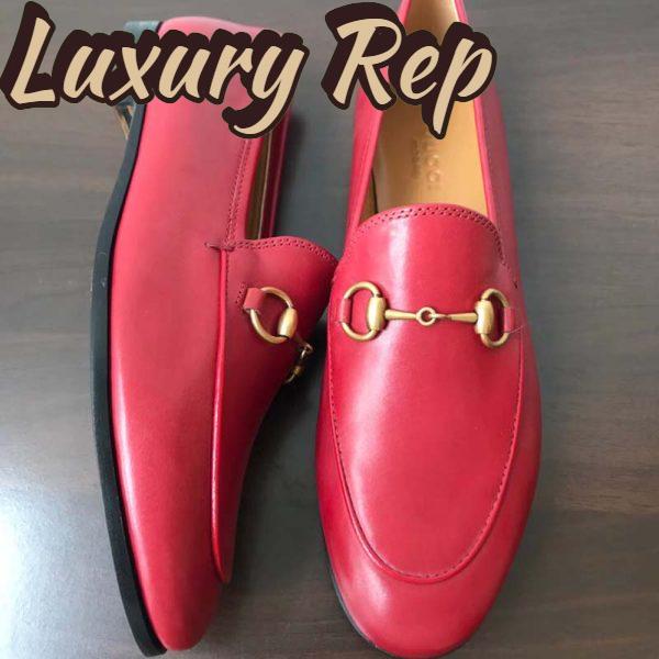 Replica Gucci Women Jordaan Leather Loafer Red 4