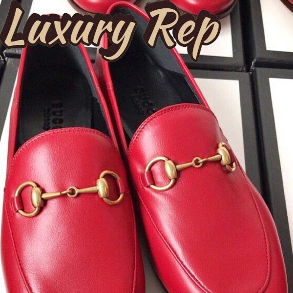 Replica Gucci Women Jordaan Leather Loafer Red 7