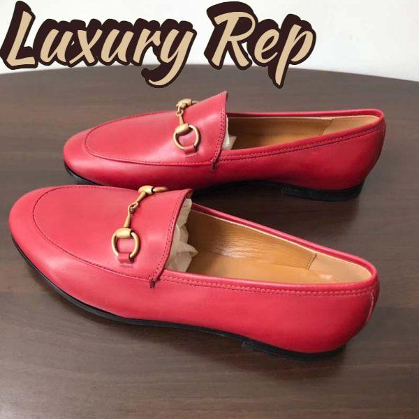 Replica Gucci Women Jordaan Leather Loafer Red 9