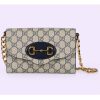 Replica Gucci Women GG Horsebit 1955 Mini Bag Beige Ebony GG Supreme Canvas