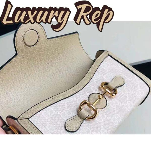 Replica Gucci Women GG Horsebit 1955 Mini Bag Beige White GG Supreme Canvas 7