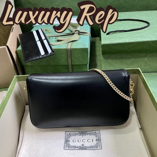 Replica Gucci Women GG Horsebit 1955 Mini Bag Black Leather Horsebit Flap Closure 4
