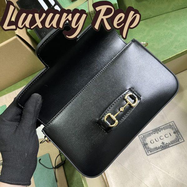 Replica Gucci Women GG Horsebit 1955 Mini Bag Black Leather Horsebit Flap Closure 6