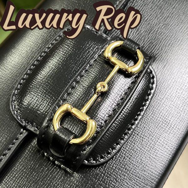 Replica Gucci Women GG Horsebit 1955 Mini Bag Black Leather Horsebit Flap Closure 7