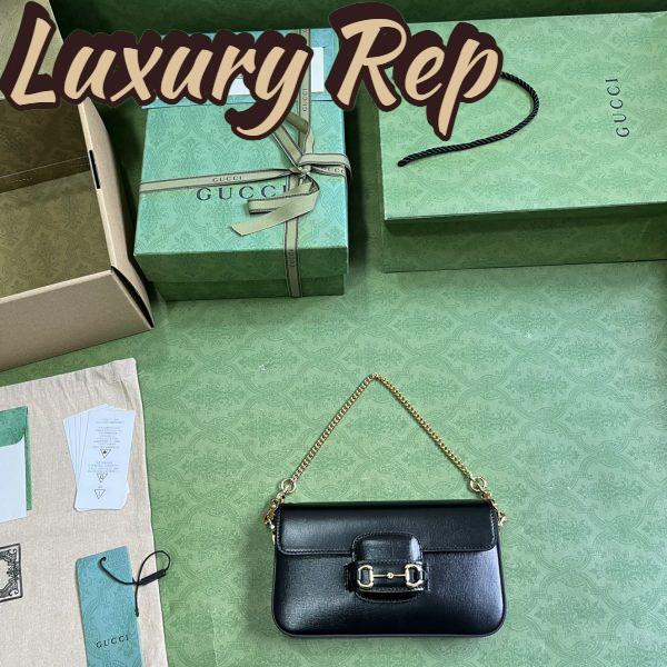 Replica Gucci Women GG Horsebit 1955 Mini Bag Black Leather Horsebit Flap Closure 9