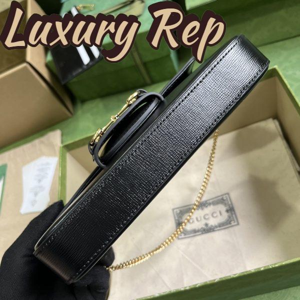 Replica Gucci Women GG Horsebit 1955 Mini Bag Black Leather Horsebit Flap Closure 10