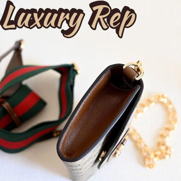 Replica Gucci Women GG Horsebit 1955 Mini Bag Brown Beige Ebony GG Supreme Canvas 10