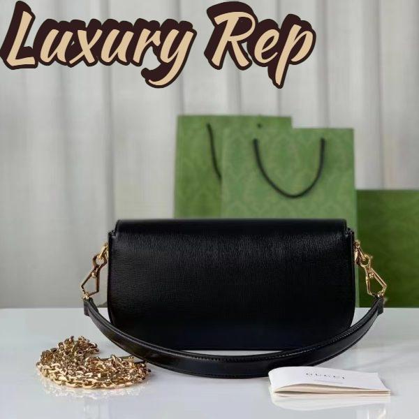 Replica Gucci Women GG Horsebit 1955 Small Shoulder Bag Black Leather Top Handle 5