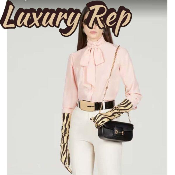 Replica Gucci Women GG Horsebit 1955 Small Shoulder Bag Black Leather Top Handle 13