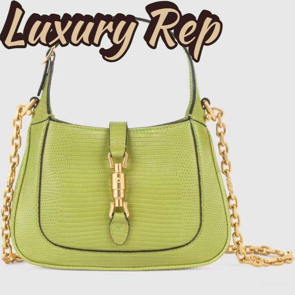 Replica Gucci Women GG Jackie 1961 Lizard Mini Bag Pastel Green Lizard 2