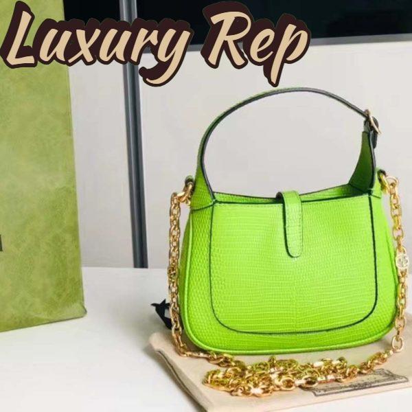 Replica Gucci Women GG Jackie 1961 Lizard Mini Bag Pastel Green Lizard 4