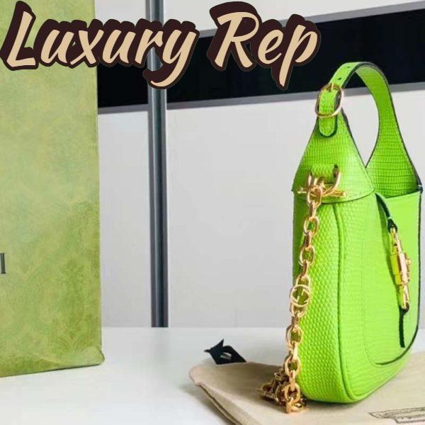 Replica Gucci Women GG Jackie 1961 Lizard Mini Bag Pastel Green Lizard 5