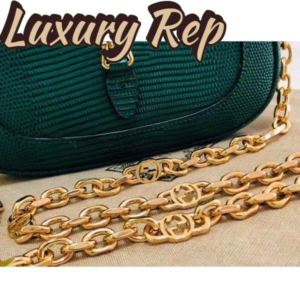 Replica Gucci Women GG Jackie 1961 Lizard Mini Bag Vintage Green Gold-Toned Hardware 9