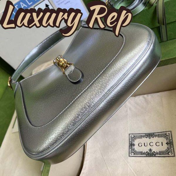 Replica Gucci Women GG Jackie 1961 Small Lamé Shoulder Bag Silver Lamé Leather 5