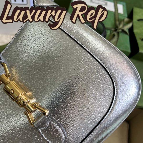 Replica Gucci Women GG Jackie 1961 Small Lamé Shoulder Bag Silver Lamé Leather 10