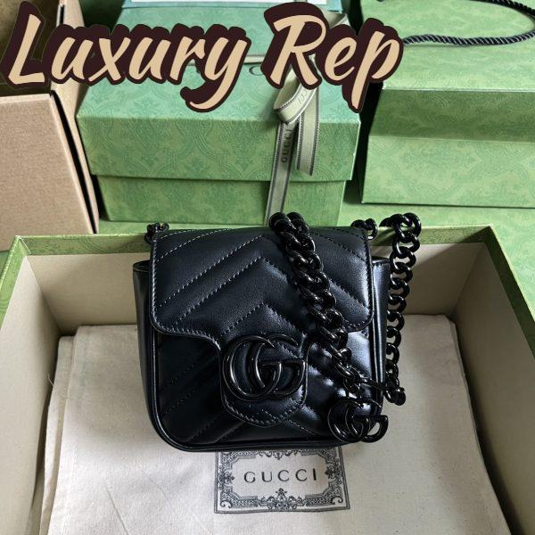 Replica Gucci Women GG Marmont Belt Bag Black Chevron Matelassé Leather 3