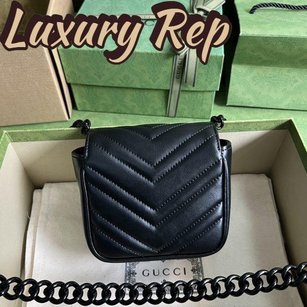 Replica Gucci Women GG Marmont Belt Bag Black Chevron Matelassé Leather 4