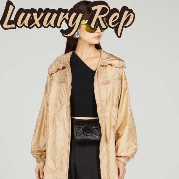 Replica Gucci Women GG Marmont Belt Bag Black Chevron Matelassé Leather 13