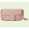 Replica Gucci Women GG Marmont Belt Bag White Chevron Matelassé Leather 13