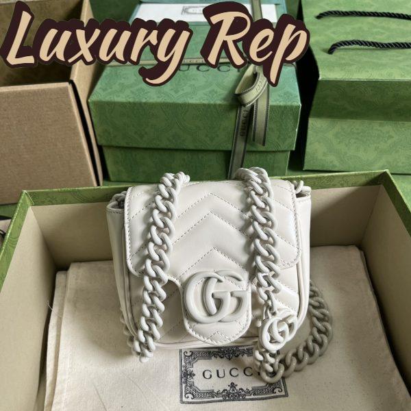 Replica Gucci Women GG Marmont Belt Bag White Chevron Matelassé Leather 3