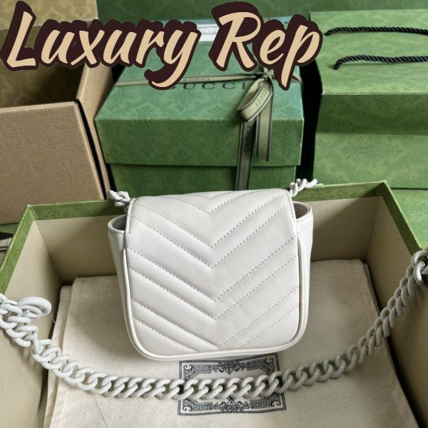 Replica Gucci Women GG Marmont Belt Bag White Chevron Matelassé Leather 4