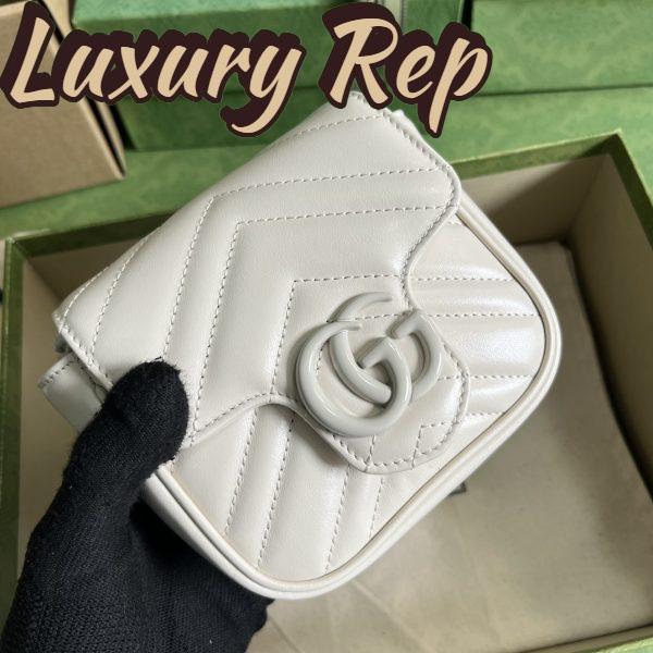 Replica Gucci Women GG Marmont Belt Bag White Chevron Matelassé Leather 5