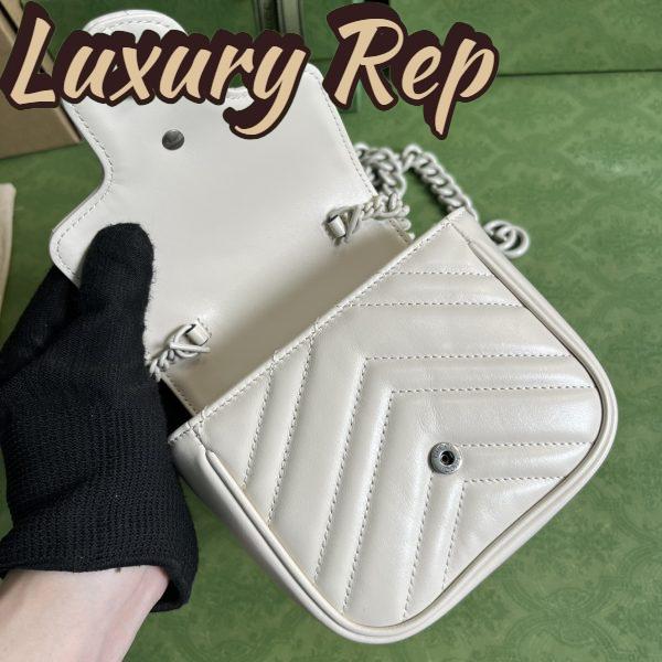 Replica Gucci Women GG Marmont Belt Bag White Chevron Matelassé Leather 6