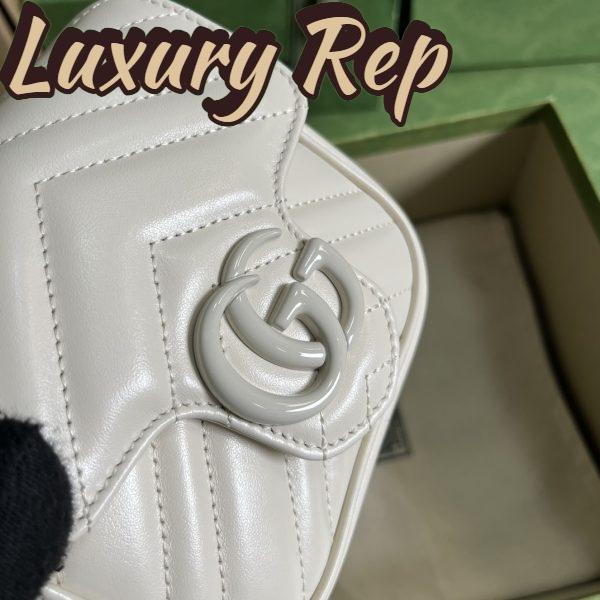 Replica Gucci Women GG Marmont Belt Bag White Chevron Matelassé Leather 7