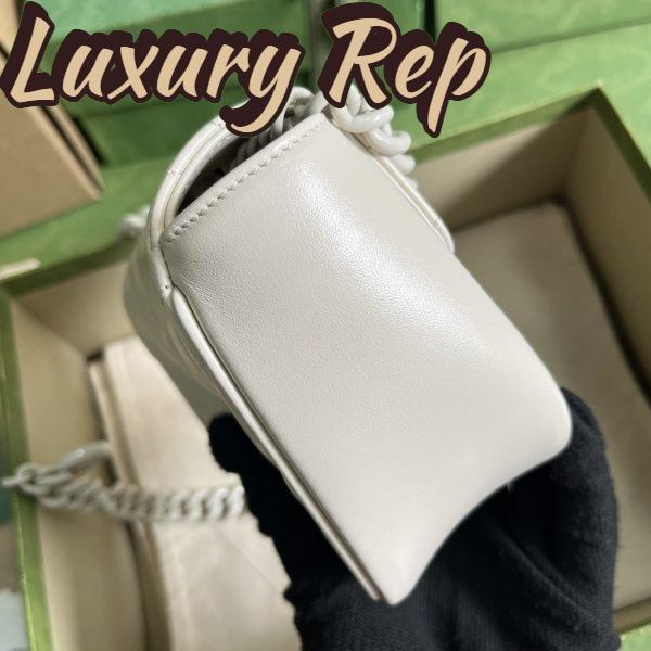 Replica Gucci Women GG Marmont Belt Bag White Chevron Matelassé Leather 8